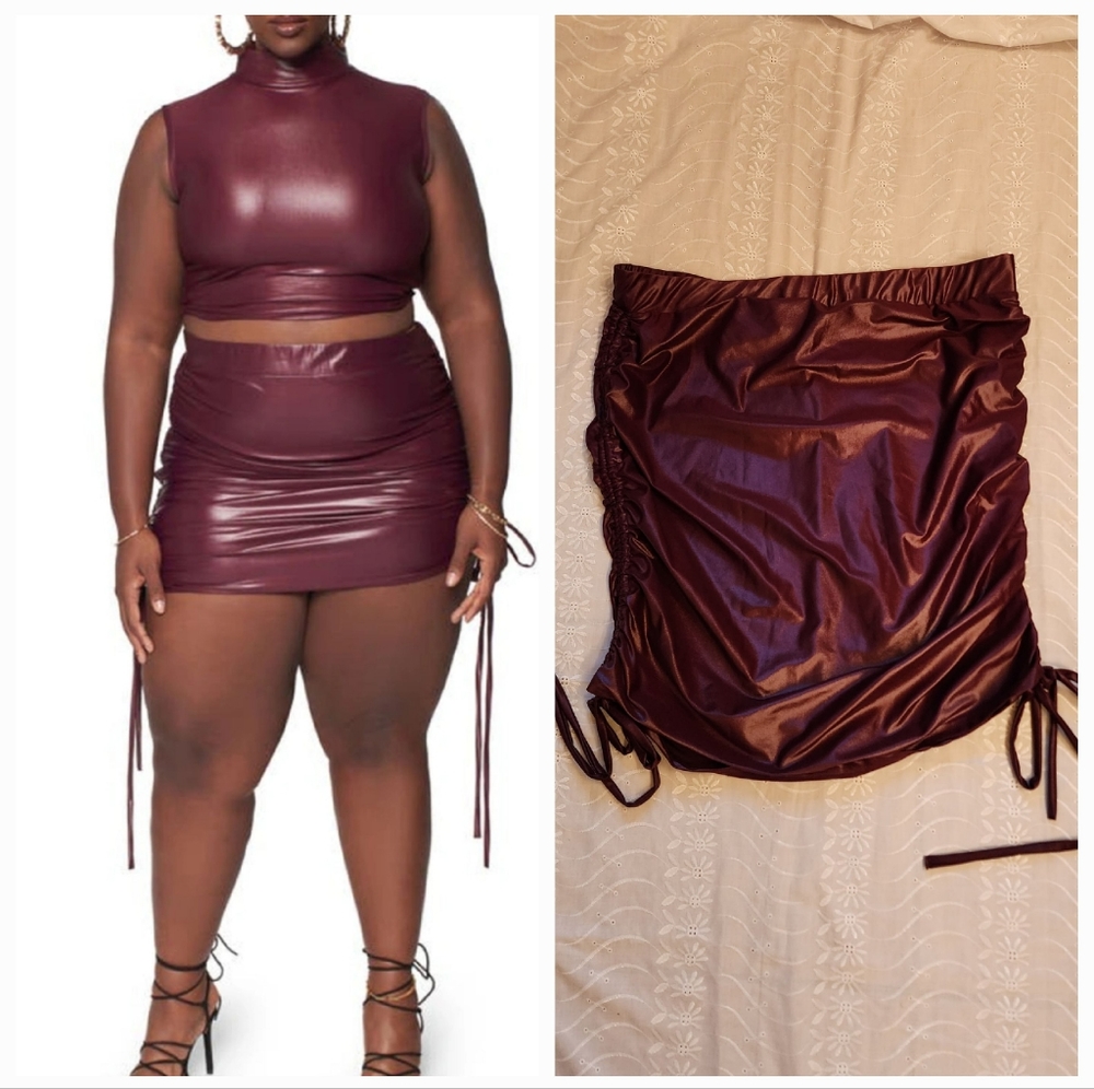 Zelie for she 1X city sleek faux leather skirt